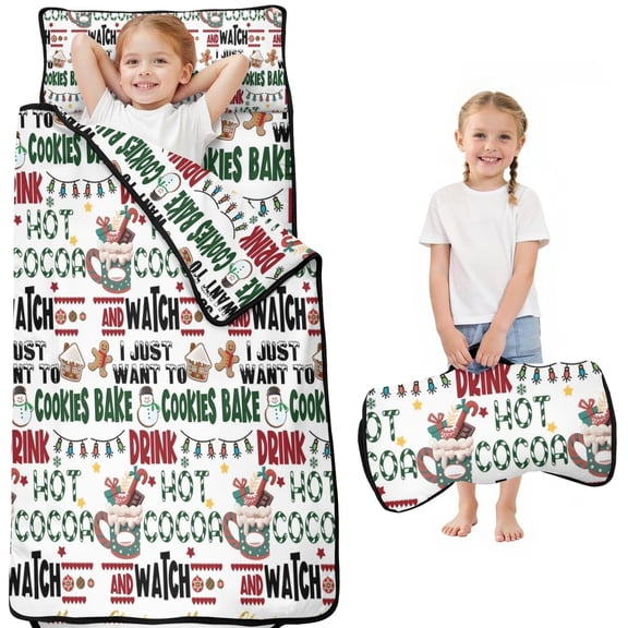 Multicolor Christmas Pattern Toddler Nap Mats for Kids Preschool,50"x20" Sleeping Mat Bag or Kids,Toddler Sleeping Bag,Toddler Nap Mat or Daycare
