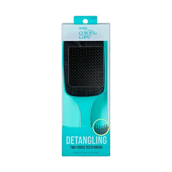 KISS Colors & Care Cepillo de dientes de dos niveles para desenredar: reduce la rotura del cabello Cerdas dobles Adecuado para cabello húmedo o seco Resultados suaves y lisos Paleta ancha Masajea suav