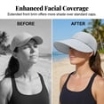 thumbnail image 6 of HuangHuanChen Sun Visor Hats for Women Wide Brim Sun Hat Lightweight Packable Ponytail Hat Comfortable Quick-Dry Sun Visor Casual Visor Cap Outdoor Activities Black A, 6 of 7