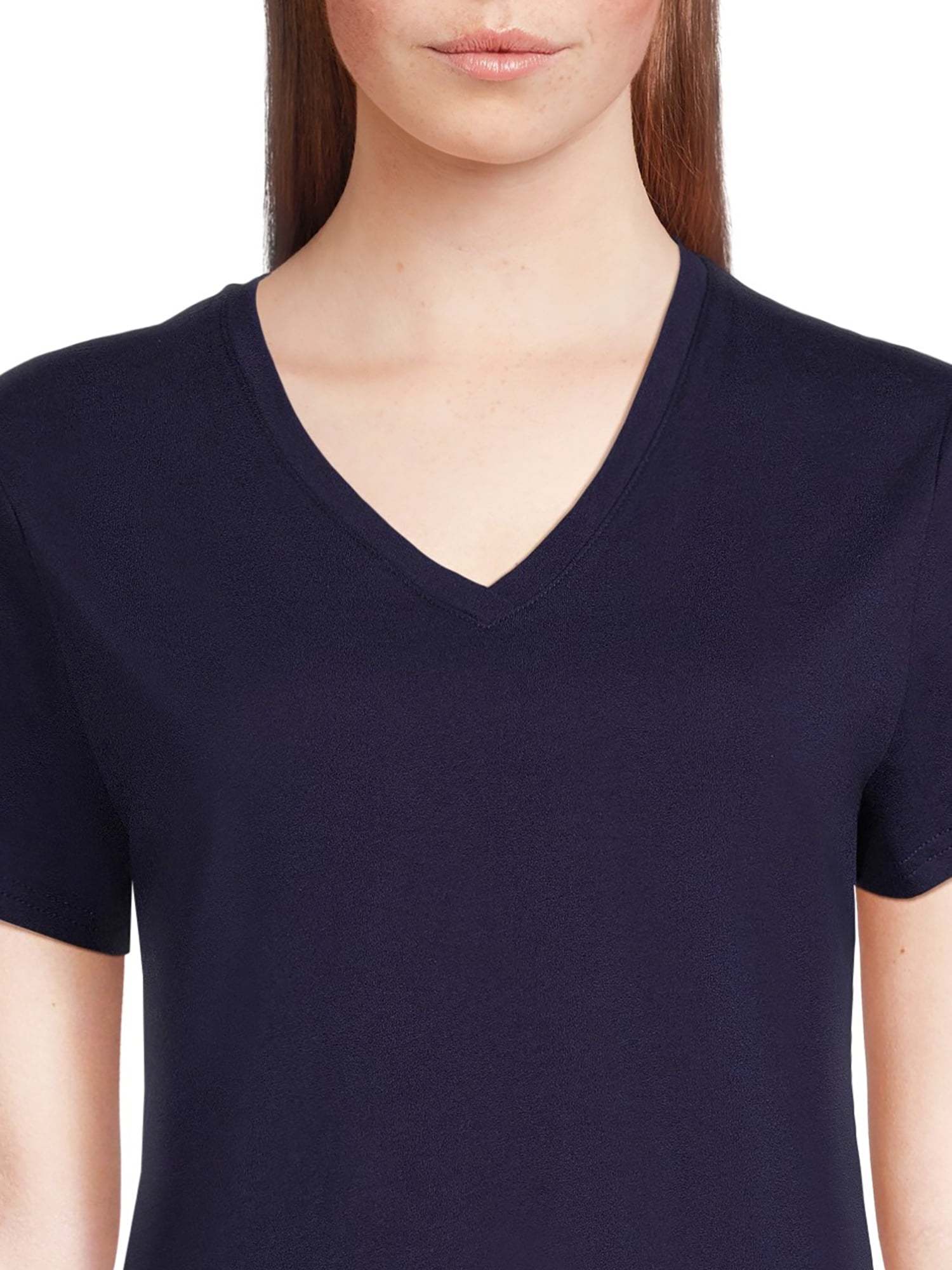 RealSize Women's V-Neck Tee with Short Sleeves, Sizes XS-3XL