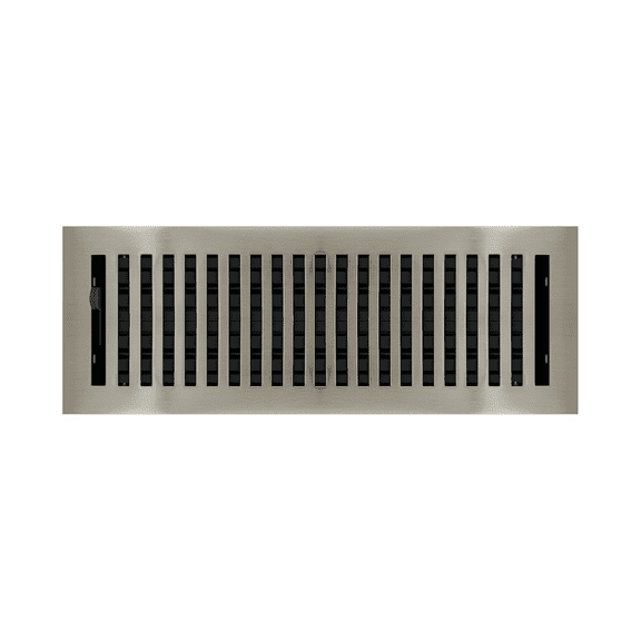 4" x 12" Brushed Nickel Contemporary Style Floor Register - Decorative Vent Cover