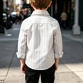 thumbnail image 4 of XYAIYT Toddler Boys Button Down Shirts Dressy Casual Long Sleeve Shirt with Chest Pckets and Tie Comfy Loose, 4 of 6