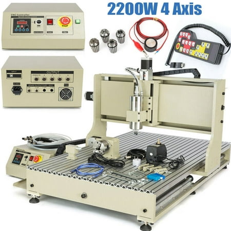 Aiqidi 4 Axis CNC 6090 Carving Machine 2.2KW Router Desktop Engraver Metal Drilling Milling Tool w/USB Port