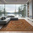 thumbnail image 2 of ODIKA 8'x10' Washable Area Rug Non-Shedding, Easy Care, Orange Deep Red Fall Rust Vintage Ornate Floral Rosette with Distressed Accents for King Size Bedroom Under Bed, Master Suite, 2 of 7