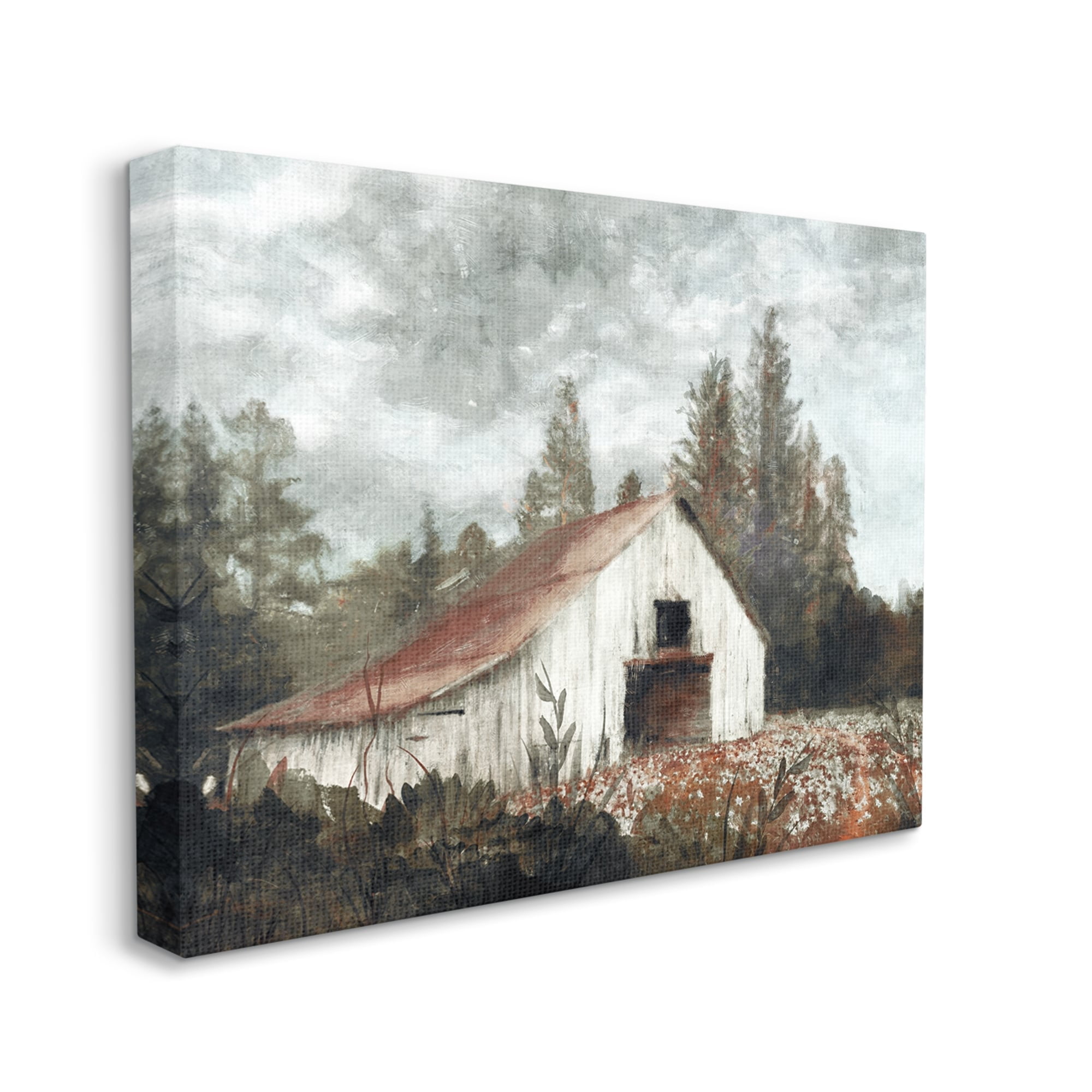 Stupell Industries Barn In Meadow Landscape Landscape Painting Gallery Wrapped Canvas Print Wall Art