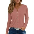 thumbnail image 4 of yunLCZ Basic T Shirts Womens Summer Tops Fashion 2025 V Neck Print Shirts Casual Button Down Long Sleeve Blouses Office Shirts Rose Gold XL, 4 of 4
