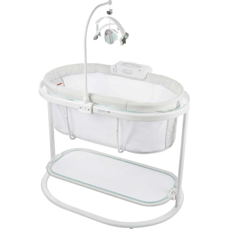 Fisher-Price Soothing Motions Sweet Snugamonkey Soft Fabric Co-Sleeper Bassinet, Gray