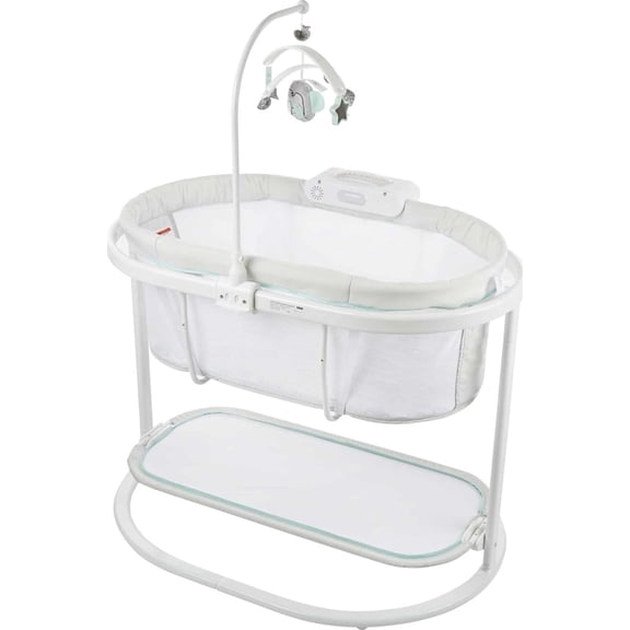 Fisher-Price Soothing Motions Sweet Snugamonkey Soft Fabric Co-Sleeper Bassinet, Gray