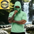 thumbnail image 2 of ZVNAΖH Men's Sun Protection Hooded T-Shirt, Short Sleeve Athletic Top with Face Mask for Workout & Outdoor, S-3XL, 2 of 7