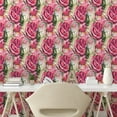 thumbnail image 2 of Ambesonne Floral Peel & Stick Wallpaper for Home, Nature Watercolor Roses Art, 13"x100", Pastel Pink and Reseda Green, 2 of 5