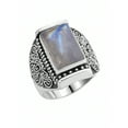thumbnail image 4 of Tibetan Silver Real 925 Sterling Silver Ring for Men Women Genuine Moonstone Gemstone Finger Ring, 4 of 5