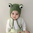 thumbnail image 6 of CxhicLuv Frogs Eye Knitted Hat Cute Adjustable Warm Winter Beanie Polyester Lined Elastic Kids Teens Novelty Animal Design Ski Cap Snow Cold Weather Cozy Outdoor Gift, 6 of 6