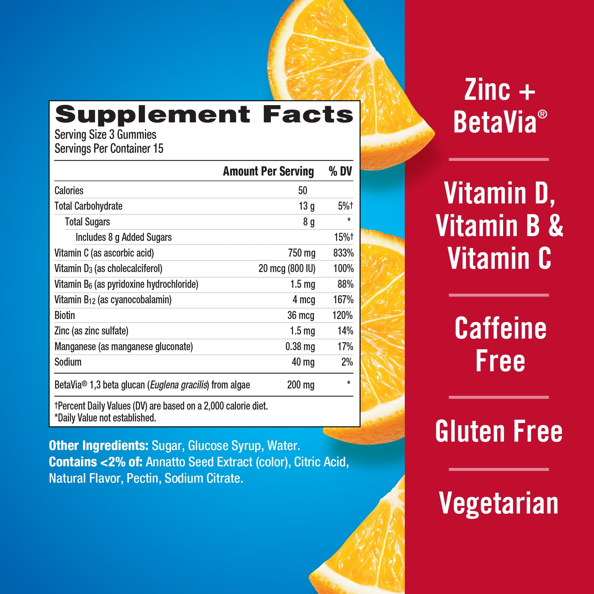 Emergen-C Immune+ Gummies Vitamin C Supplement for Immune Support, Super Orange, 45 Ct