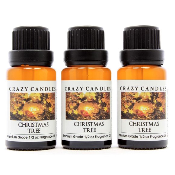 Crazy Candles Arbre de Noël (Fabriqué aux États-Unis) 3 Bouteilles de 1/2 Fl Oz Chacune (15ml) Huile Parfumée de Qualité Supérieure