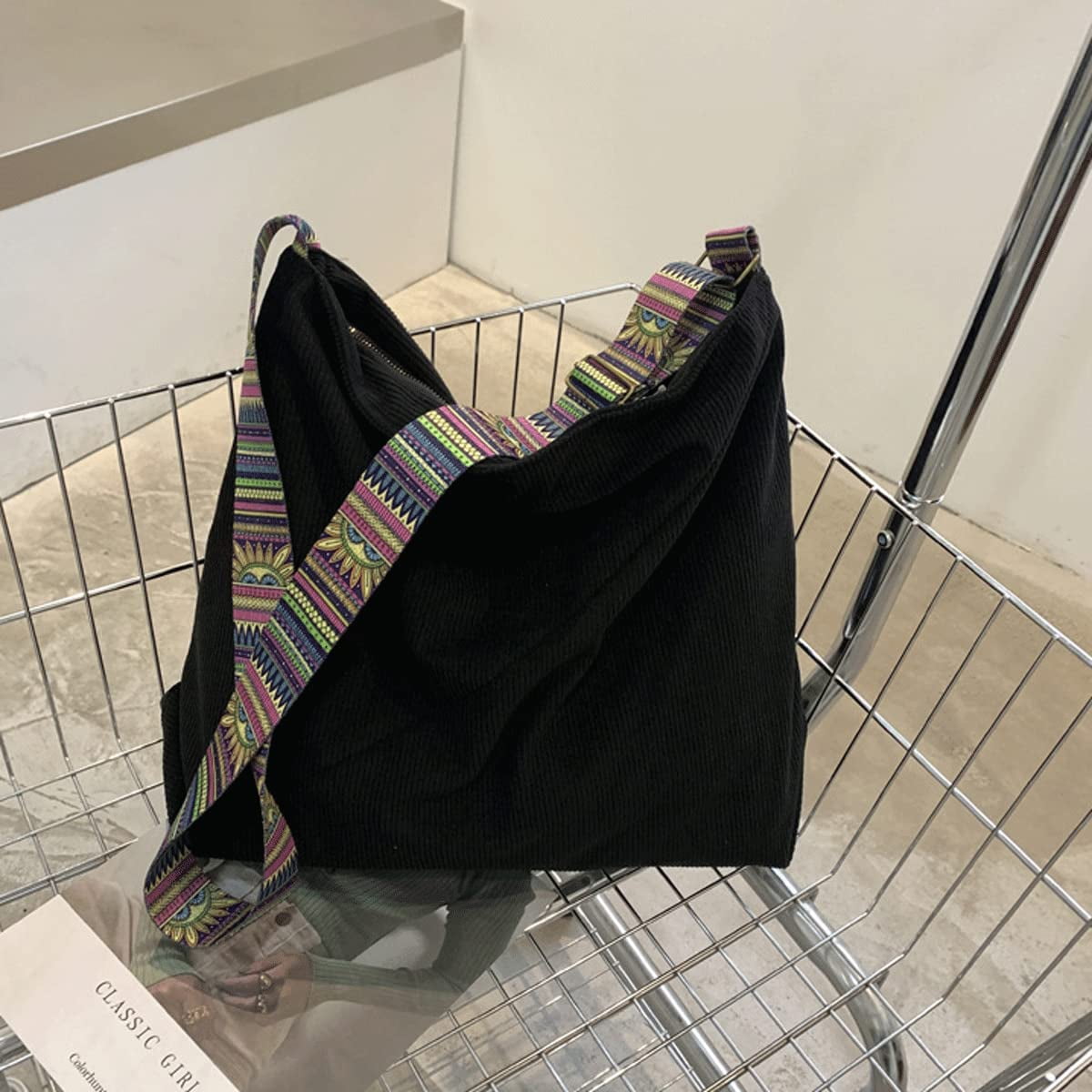 Women Corduroy Tote Bag Large Shoulder Hobo Bag for Women Boho Casual Handbag Purse