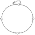 thumbnail image 4 of 14k White Gold Diamond-cut Hearts 9in Plus 1in ext Anklet - 9" Bracelet, 4 of 8