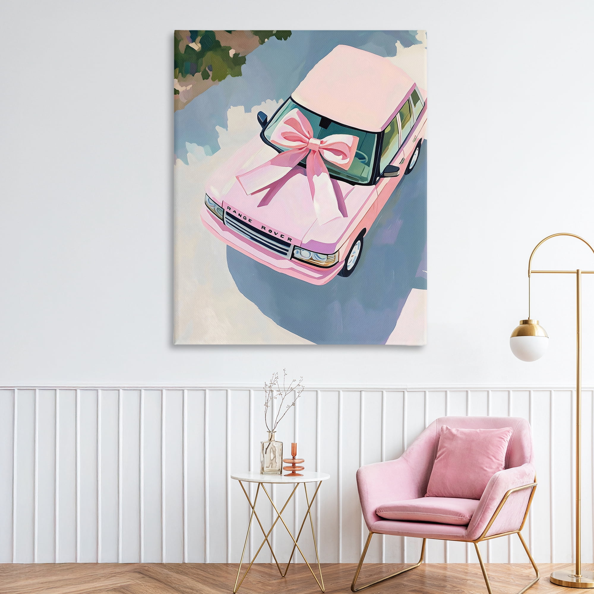 Stupell Industries Pink Luxury Rover with Ribbon Canvas Wall Art, design by The Prints Vibe