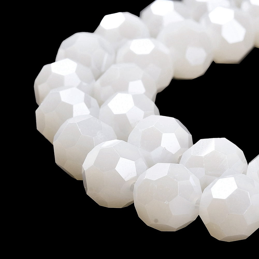 Electroplate Glass Beads Strands Faceted(32 Facets) Pearl Luster Plated Round WhiteSmoke 10mm Hole: 1.2mm about 65~69pcs/strand 23.03~24.49 inch(58.5~62.2cm)
