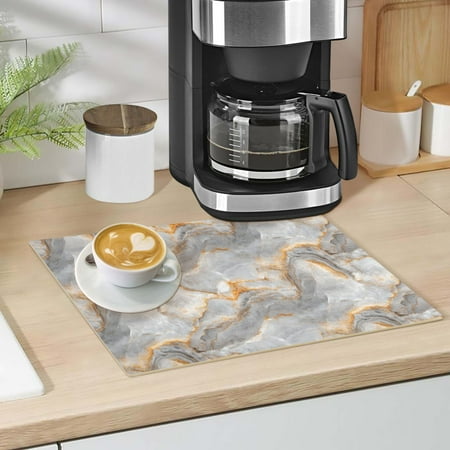 

Marble Texture Dish Drying Mat 12 x18 Kitchen Counter Dish Pad Microfiber Absorbent Drainer Rack for Coffee Bar