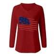 thumbnail image 5 of Bovemsi Women's Fashionable and Casual V Neck Retro Printed Long Sleeve Top T Shirt, Red Summer Women's Long Sleeve T-Shirts, XL, 5 of 5