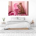thumbnail image 3 of Mudket Framed Cheetah Reading Newspaper on Pink Toilet Canvas Wall Art, Funny Leopard Print Bathroom Wall Decor, Cute Animal Wall Art Ready to Hang - 12"L x 8"W, 3 of 10