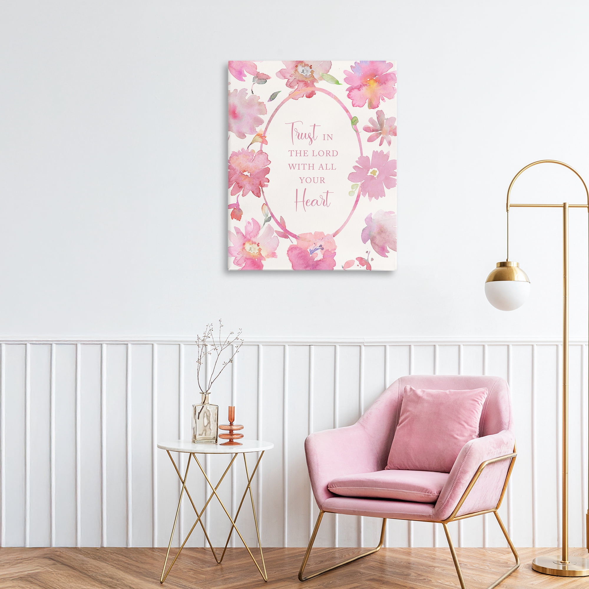Stupell Industries Trust In The Lord Pink Blooms Canvas Wall Art, design by Theresa Heidel