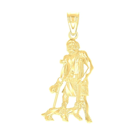 10k Yellow Gold Mens Saint Lazarus Religious Charm Pendant for Men