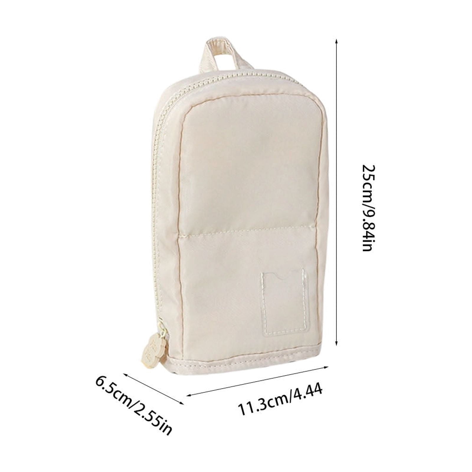 Roiihwy Standing Pencil Case Pouch with Multi Compartments, Large Capacity Pencil Bags with Zipper for Supplies and Office Organization(Beige)