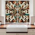 thumbnail image 2 of Ambesonne Rustic Kitchen Curtains, Aztec Inspired Feathers Art, 55"x39", Cinnamon Redbrown and Teal, 2 of 3