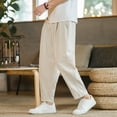 thumbnail image 3 of 2023 Summer Men's Trousers Cotton Linen Fashion Casual Pants Solid Color Breathable Loose Shorts Straight Pants Streetwear M-5XL, 3 of 6