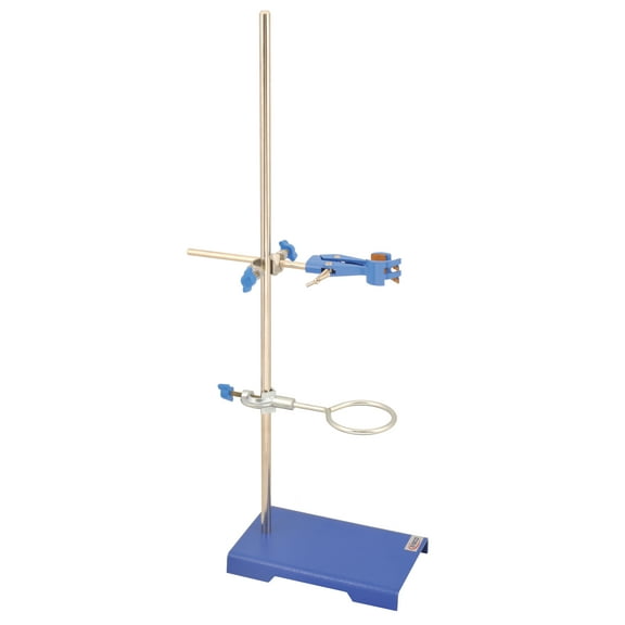 EISCO Premium Lab Metalware Set - Support Stand, Rod, Clamp and Retort Ring