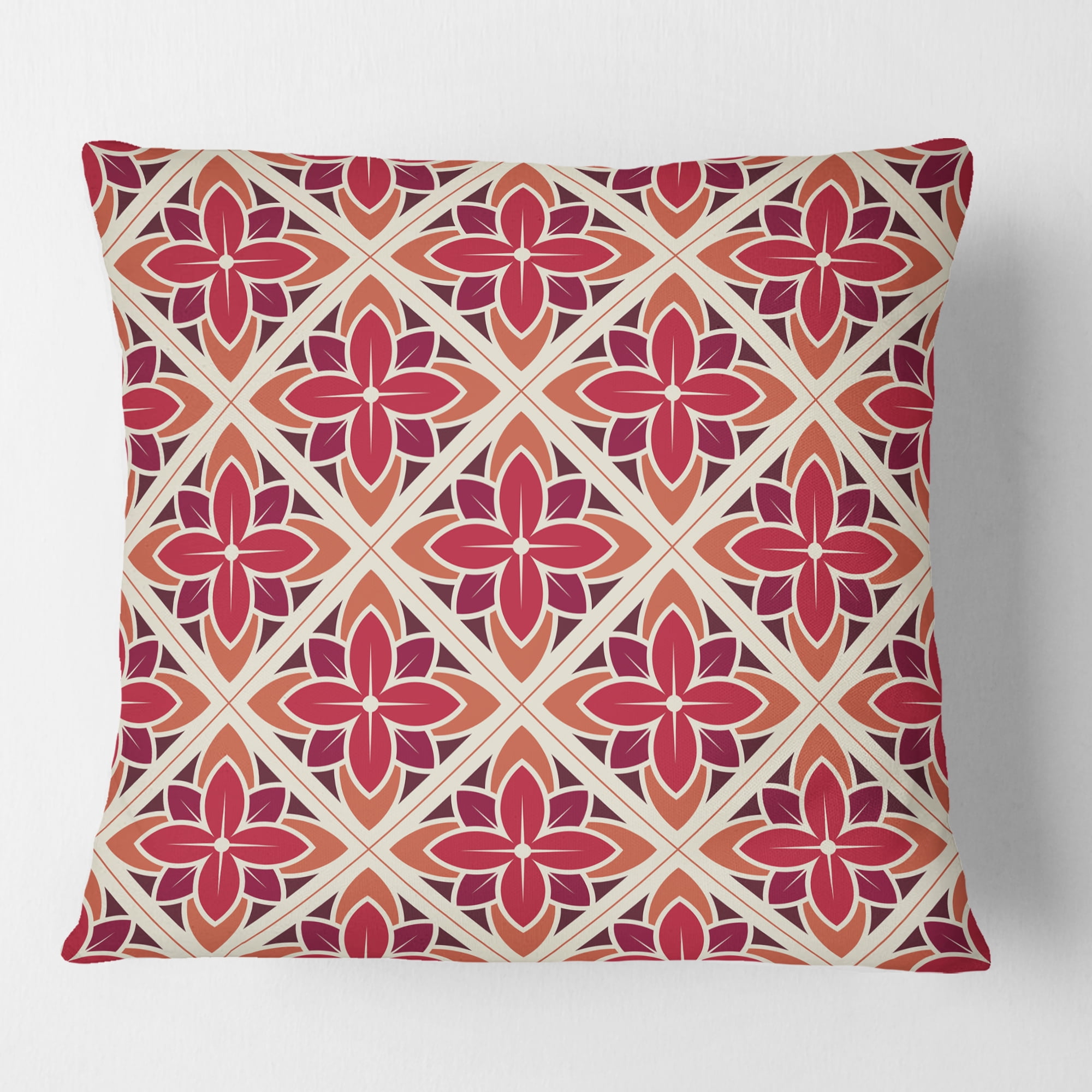 Designart Retro Floral Pattern VI' Mid-Century Modern Throw Pillow - 18x18