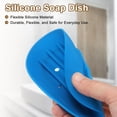 thumbnail image 3 of Juego de 3 platos de jabón pequeños, soporte de jabón de silicona en forma ovalada con agujeros para ducha, baño (azul), 3 of 5