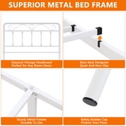 Yoneston Twin Bed Frame with Vintage Headboard and Footboard for Gilrs Boys Kids Teens, White