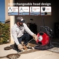 thumbnail image 4 of 50FT 1/2 Inch Electric Sewer Snake, Auto Feeding Drain Auger Cleaner with Foot Switch & 4 Cutter Heads – 2" to 4" Pipe Drain Cleaner Machine for Home & Professional Use, 4 of 8