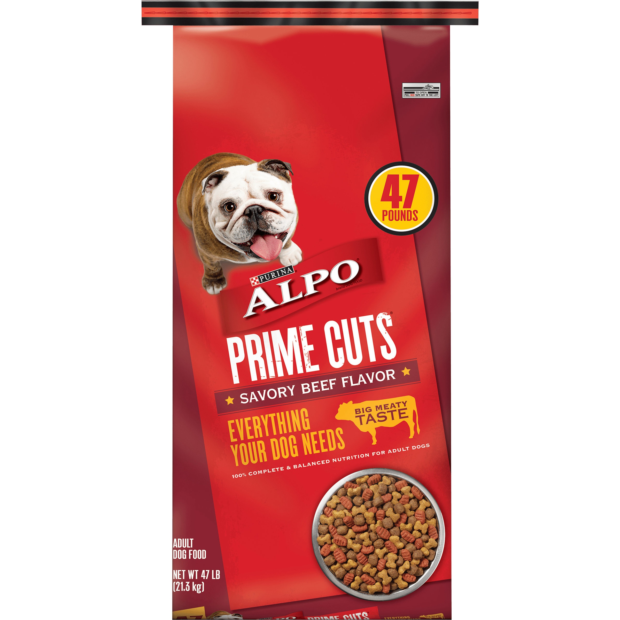 Purina ALPO Dry Dog Food, Prime Cuts Savory Beef Flavor 47 lb. Bag