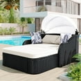 thumbnail image 2 of 79.9" Alterable Canopy Sun Lounger - Double Lounge, Pe , Black , Relaxing Beige Pillows Movable, 2 of 6