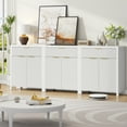 thumbnail image 4 of Laintene Storage Cabinet Set of 3, Sideboard Buffet Cabinet with Storage Drawer and Adjustable Shelf, 28" Wooden Accent Entryway TV Cabinet for Living Room, White, 4 of 8