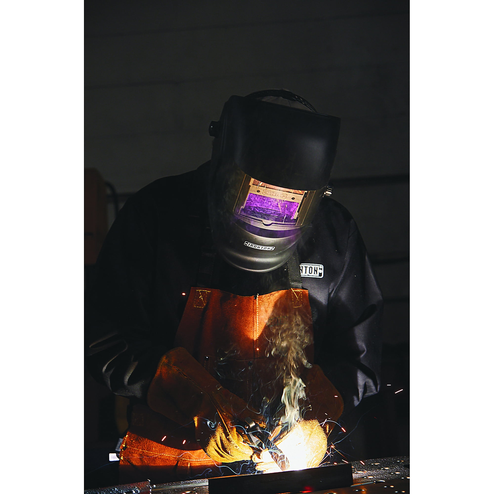 Ironton Auto-Darkening Welding Helmet with Grind Mode, Matte Black, Large