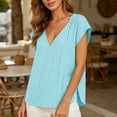 thumbnail image 5 of Women's Summer Casual V-Neck Striped Short Sleeve Top, 5 of 8