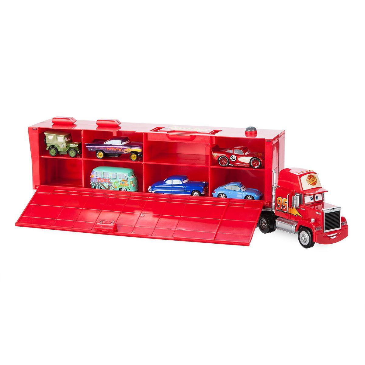 mack friction motor hauler truck plus six pullback cars set