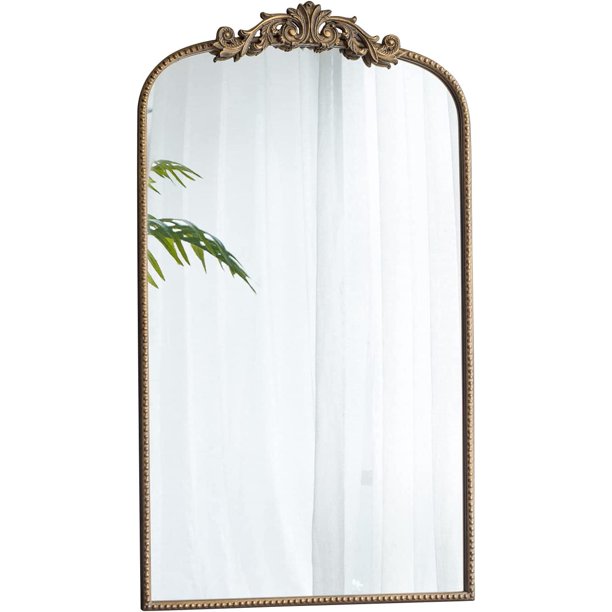 A&B Home Arched Vertical MirrorWall Mirror with Metal Gold Frame, 24