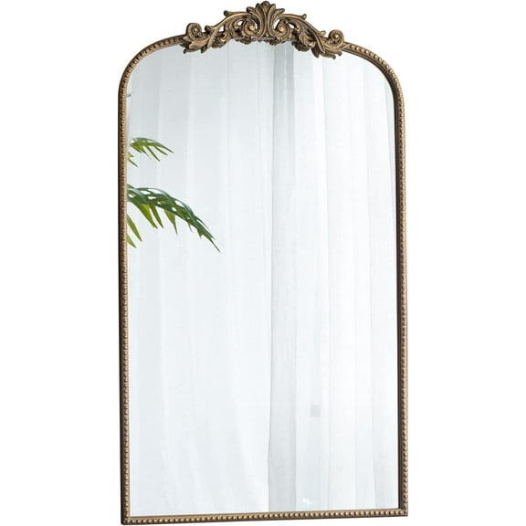 A&B Home Arched Vertical Mirror-Wall Mirror with Metal Gold Frame, 24" x 42" Large Arch Mirror for Bathroom Bedroom Living Room