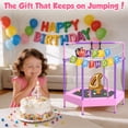 thumbnail image 2 of 60" Mini Trampoline for Kids with Safety Enclosure Net, SHINPT Indoor & Outdoor Trampoline with Adjustable Gymnastics Bars and Rust-Resistant Steel Frame, Small Trampoline for Boys & Girls, 2 of 9