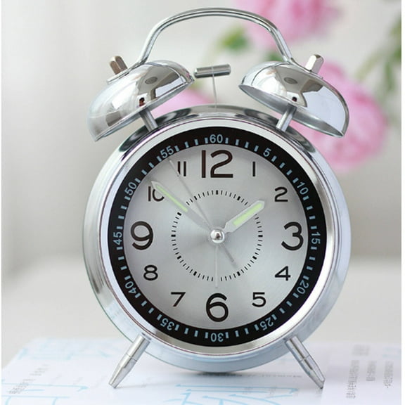 CCOCC Alarm Clock,No-Tick Silent Alarm Clock for Better Sleep,Metal Framed Table Clock,Sturdy Glass Bead Supported Alarm Clock