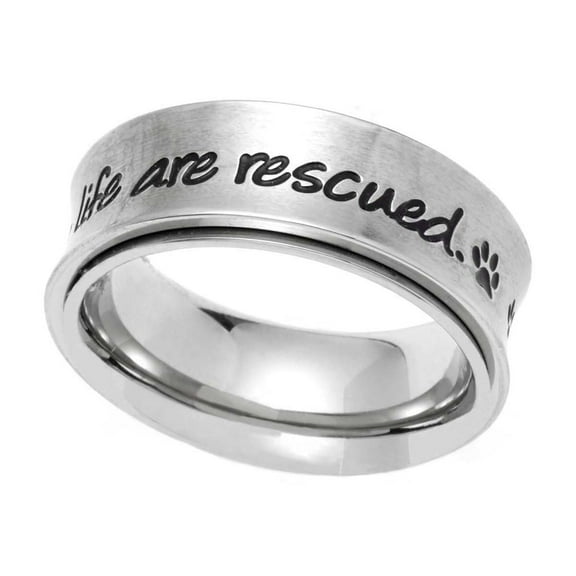 The Best Ones Are Rescued Paw Print Spinner Ring size 10