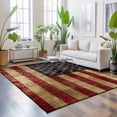 thumbnail image 3 of Large Area Rugs 5'x8', Vintage American Flag Carpet Runner Indoor Outdoor Rugs Home Decor Aesthetic, Farmhouse Shabby Retro Red Blue Non Slip Mats Washable Accent Rug for Living Room Bedroom, 3 of 8