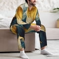 thumbnail image 7 of Goofa Golden Blue Leaf Design for 2-piece Loungewear Set Men’s Sleepwear Set Soft PJs Cozy loungewear Comfy Sleep Set Winter Pajamas-Medium, 7 of 7