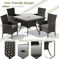 thumbnail image 3 of ALAULM 5-Piece Outdoor Rattan Dining Set with Square Glass Table with Cushions for Patio, Gray, 3 of 8