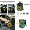 thumbnail image 4 of Renewold Sunflower Leopard Print Green 12 PCS Front Car Seat Cover Full Set, with Steering Wheel Cover Seat Belt Pad Armrest Mat Trash Bin Rear View Mirror Cover Cup Holders Keychain Air Vent Pouch, 4 of 7